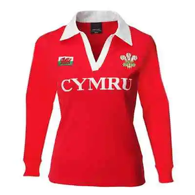 Womens Welsh Rugby Top Wales Rugby Shirt CYMRU Long Sleeves 6 Nations 8/10-22/24 • £24.99