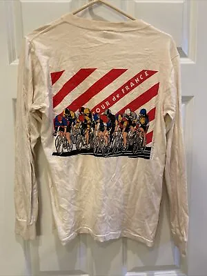 VTG 1980s Tour De France Long Sleeve Tee Distressed Men Size Small • $1.99