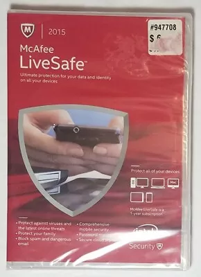 McAfee Live Safe 2015 New Sealed In Box • $22