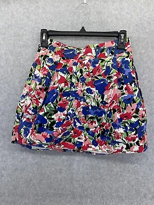 $19.99 • Buy ZARA TRF Size 4 Colorful Skirt With Pockets Tulip Floral Watercolor Blue Red