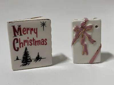 Vintage Arcadia Miniature Christmas Card & Present Salt And Pepper Shakers • $45