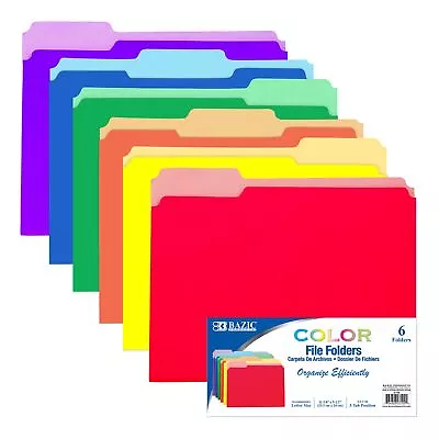 BAZIC Manila File Folder 1/3 Cut Letter Size Assorted Color Left Right Cente... • $8.92