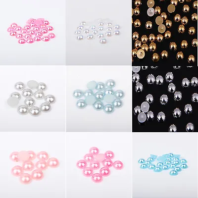 Pack Flat Back AB Pearl 2-12mm Craft Card Embellishment Jewellery Making • £2.99