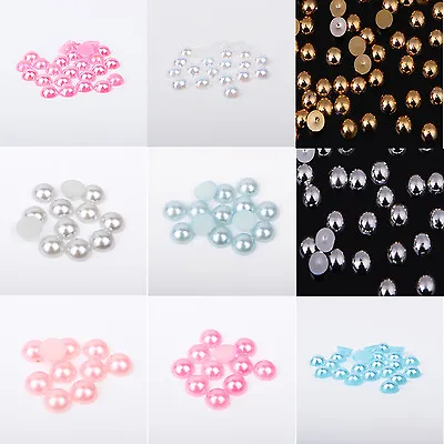Pack Flatback Half Pearls 2-12mm In 20 Colours Craft Card Making Embellishment • £3.19