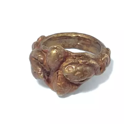 4 Head Snake Naka Brass Ring Vintage Thai Amulet Magic Power Lucky Wealth Love • $1.05