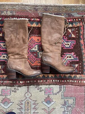 Frye Vintage Tall Shearling Stacked Heel Boots 8 • $130