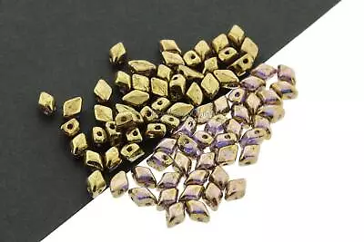 Czech MINI GemDuo Beads 6x4mm - 2-Hole Beads - Crystal GOLD BRONZE - 120pcs • $5.32