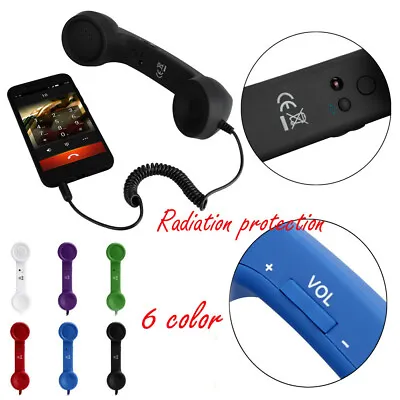 Retro Radiation Proof Telephone Handset Phone Classic Receiver For IPhone • £11.88