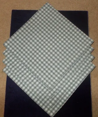 £8.50 • Buy Napkins Set Of 4 Grey Gingham Fabric 19  X 19  Square (65% Poly 35% Cotton)
