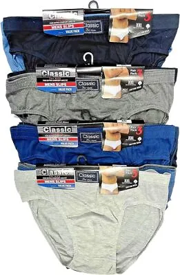 6/12 Pairs Mens Classic Slip Briefs Assorted Value Underwear S-6XL • £11.50