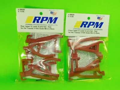 RPM TRAXXAS 1/16  E-REVO Mini RED Front + Rear SUSPENSION ARMS  Vxl XL2.5 • $25.55