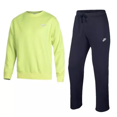 Nike Club Fleece Men's Sweatsuit Black Neon Volt Warm Up Hoodie Pants Size 2XLT • $151.20