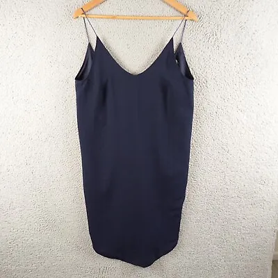 Maurie & Eve Womens Dress 8 Blue Midi Sleeveless Slip Navy Corporate Career Work • $16.02