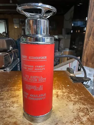 Vintage Thirst Fire Extinguisher Wind Up Musical Decanter  How Dry I Am  Works • $32