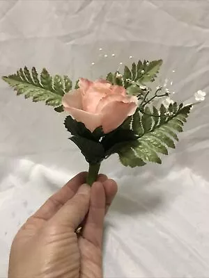 Vintage Artificial Light Pink Rose Lapel Boutonnière • $5.50