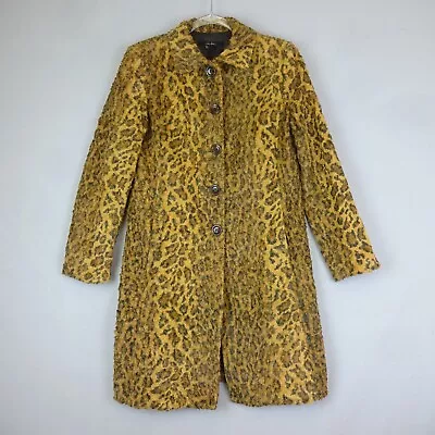 Zara Leopard Print Coat Womens Large Mid Length Teddy Bear Mob Wife Vintage • $24.85