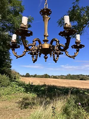 Antique Decorative French 6 Arm Cast Bronze Chandelier • £295