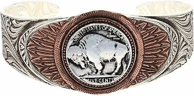 Montana Silversmiths Womens Buffalo Feather Cuff Bracelet Silver/Copper • $90