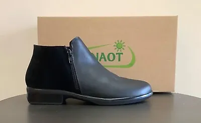 NAOT Classic Helm Black Leather With Black Suede Bootie Dressy/Casual • $130