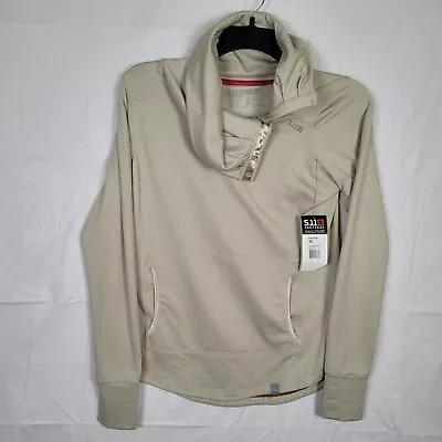 5.11 Tactical Aphrodite Hoodie Womens M Tan Herringbone Pullover Wrap Neck • $27.10