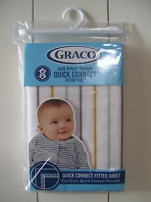 Graco Pack N Play Playard QUICK CONNECT Bennet White Stripe Fitted Sheet • $7.50