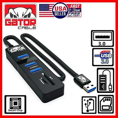 USB 3.0 HUB 3-Port Charger Data Sync SD TF Card Reader For PC Mac Laptop Desktop • $10.99