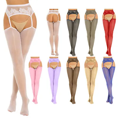 Women's Sheer See Through Suspender Pantyhose Garter Stockings Cutout Tights  • $7.45