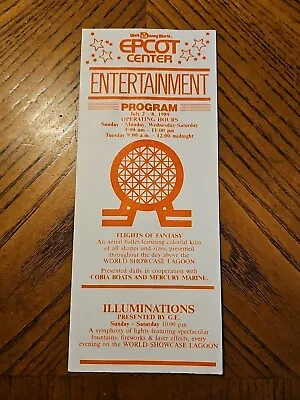 Walt Disney World Epcot Center Entertainment Program Guide July 2-8 1989 • $18.95