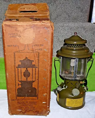 Coleman US Military Gasoline Lantern Quadrant Globe Dated 1958 W/Box Extra Parts • $125