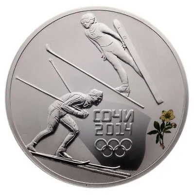 2014 3 Roubles Sochi Winter Olympics: Nordic Combined - Sterling Silver Coin • $75.94