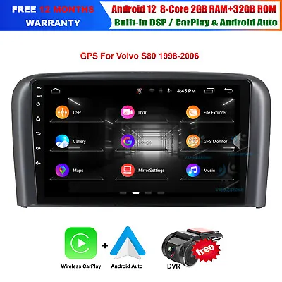 9  Wireless CarPlay For Volvo S80 1998-2006 Car Stereo DAB GPS Navigation BT DSP • $324.60