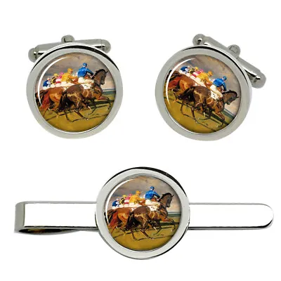 Horse Racing The Start Cufflinks And Tie Clip Set • £23.99