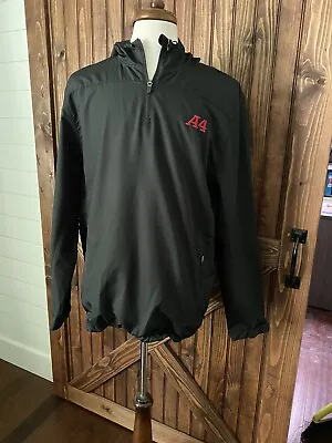 A4 Men's Black 1/4 Zip Pullover Wind Jacket W/Hood Size L (Z1) • $11.39