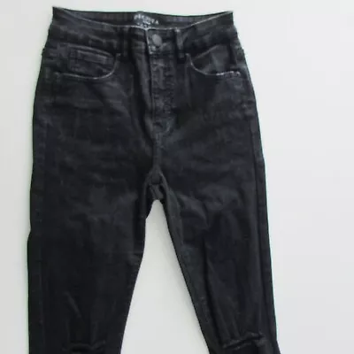 Decjuba Jeans Womens Size 8 L27 Ankle Ripped Skinny Black Mid Rise Denim • $14.95