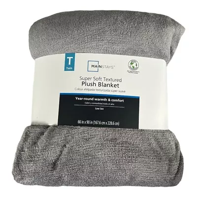 Mainstays Super Soft Textured Plush Gray Twin Blanket • $14.50