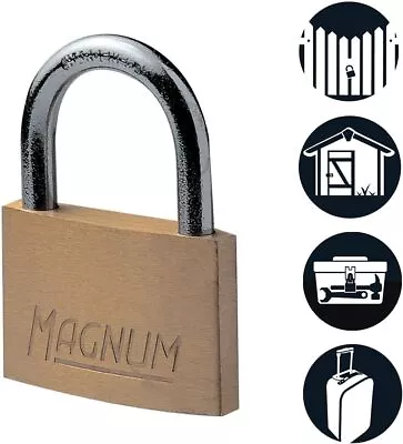 Pack Of Master Lock Magnum Small Padlock With Brass Steel Body And Secure Keys • £2.59