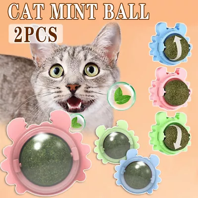 2PCS Rotatable Catnip Mint Ball Cat Treat Toys Snack Licking Kitten Pet Molar AU • $11.25