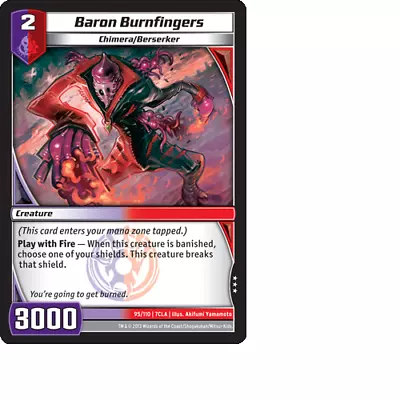 Kaijudo X3 BARON BURNFINGERS Rare #95/110 7CLA (Playset) - Clash Of Duel Masters • $1.03