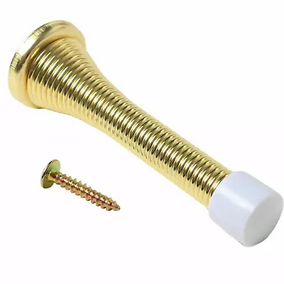 Brass Door Stop Screw-Fix Or Stick-on Projection Floor Skirting Rubber Stopper • £1.99