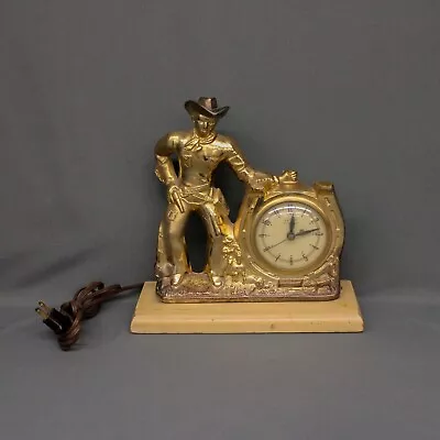 United Gold Tone Cowboy Clock Runs • $35.24