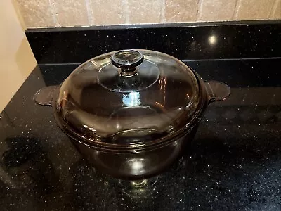 Corning Visions Pyrex Amber Cookware 4.5 L / 5 QT Dutch Oven Pot & Lid USA • $35