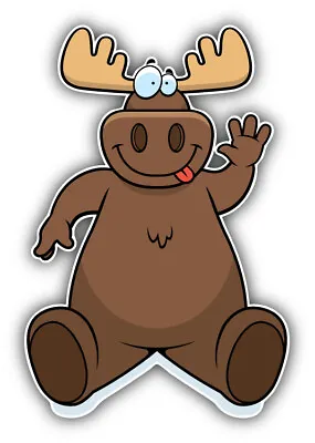Happy Moose Cartoon Car Bumper Sticker Decal • $2.75