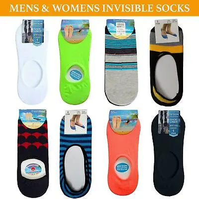 Invisible Socks Trainer No Show Shoe Liner Mens Womens Anti Slip Footsies 6 Pair • £5.79