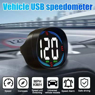 Digital Car HUD GPS Speedometer Head Up Display MPH KMH Overspeed Alarm Compass • £10.99