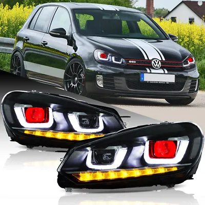 $269 • Buy For 2010-14 VOLKSWAGEN Golf6 MK6 LED Headlights Demon Head Lamps Sequential Pair