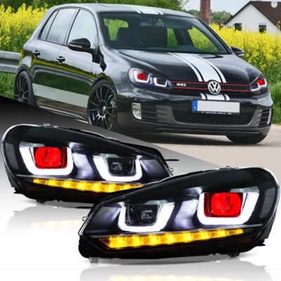 For 2010-14 VOLKSWAGEN Golf6 MK6 LED Headlights Demon Head Lamps Sequential Pair • $259