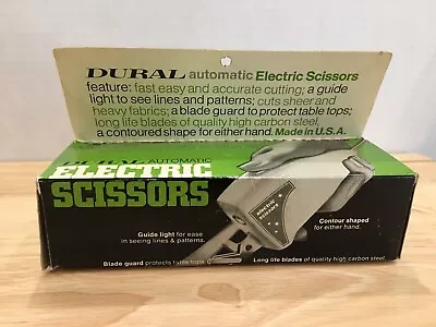 Vintage Automatic Electric Scissors DURAL In Original Box Made In U.S.A Tested • $8