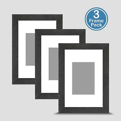 Grey Photo Frame 6x4 X3 MULTI PACK Incl White Mount 3.5x2.5 ACEO Art Print • £20.50