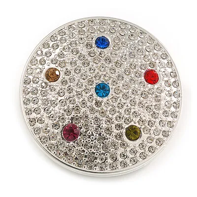 50mm Crystal Round Magnetic Scarves/ Shawls/ Ponchos Brooch In Silver Tone • $18.50