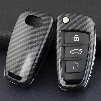 For Audi A1 A3 S3 Q3 Q7 TT Carbon Fiber Hard Flip Key Fob Case Shell Cover • $12.70